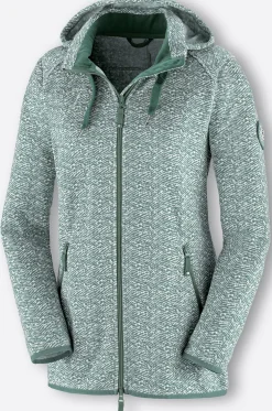 Jacken| Kapuzenfleecejacke mit abnehmbarer Kapuze grün-weiß-gemustert