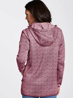Jacken| Kapuzenfleecejacke mit abnehmbarer Kapuze bordeaux-weiß-gemustert