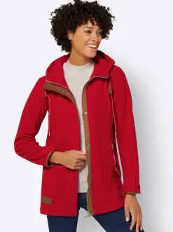 Jacken| Kapuzenfleecejacke mit verdecktem Reißverschluss rot