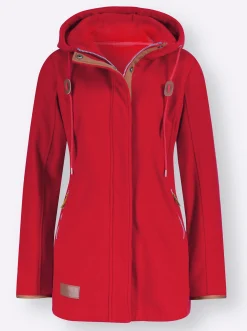 Jacken| Kapuzenfleecejacke mit verdecktem Reißverschluss rot