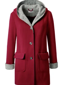Jacken| Kapuzenjacke in Woll-Optik kirsche