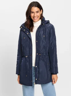 Jacken| Kapuzenjacke mit Steppmuster marine