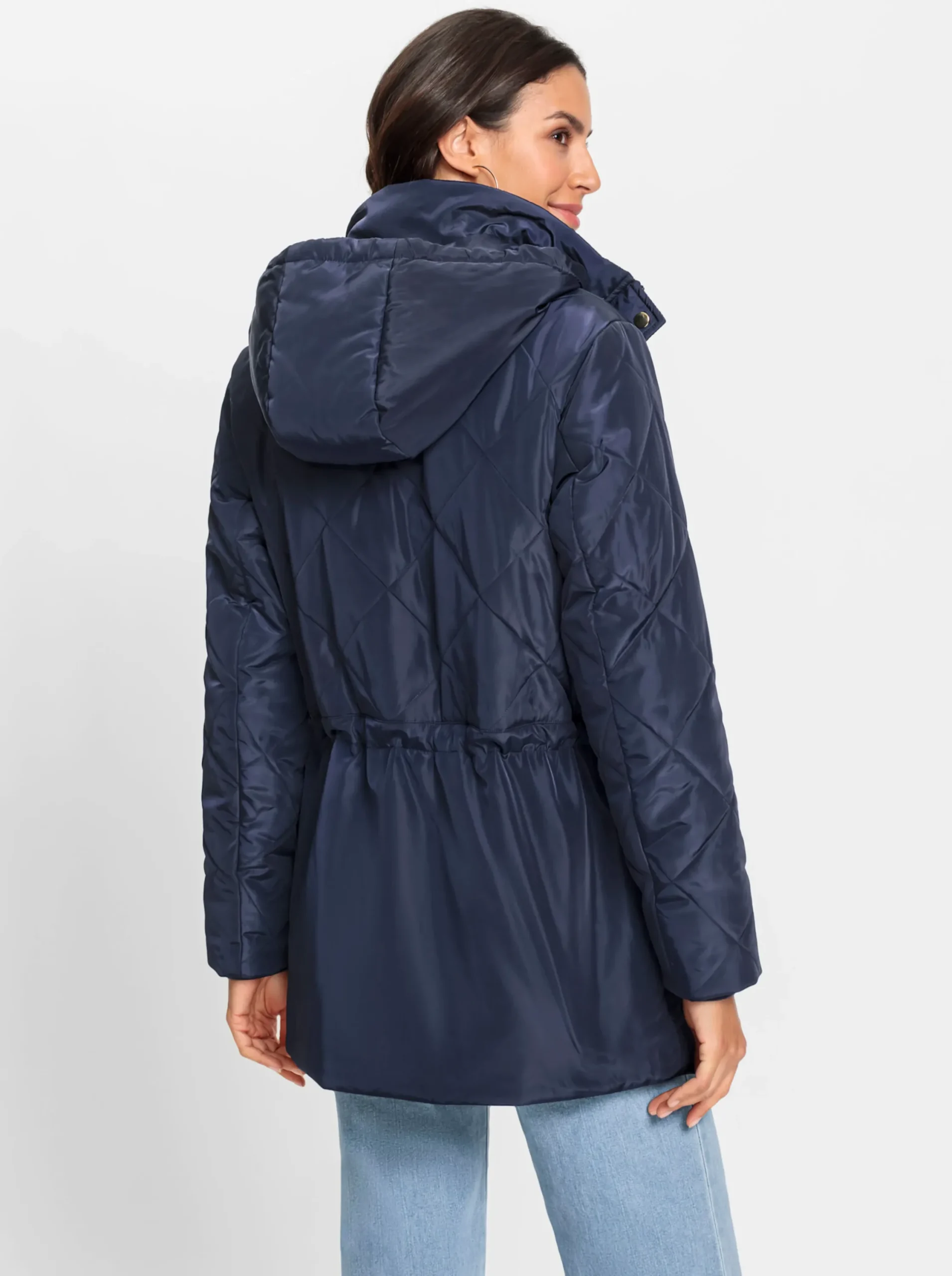 Jacken| Kapuzenjacke mit Steppmuster marine