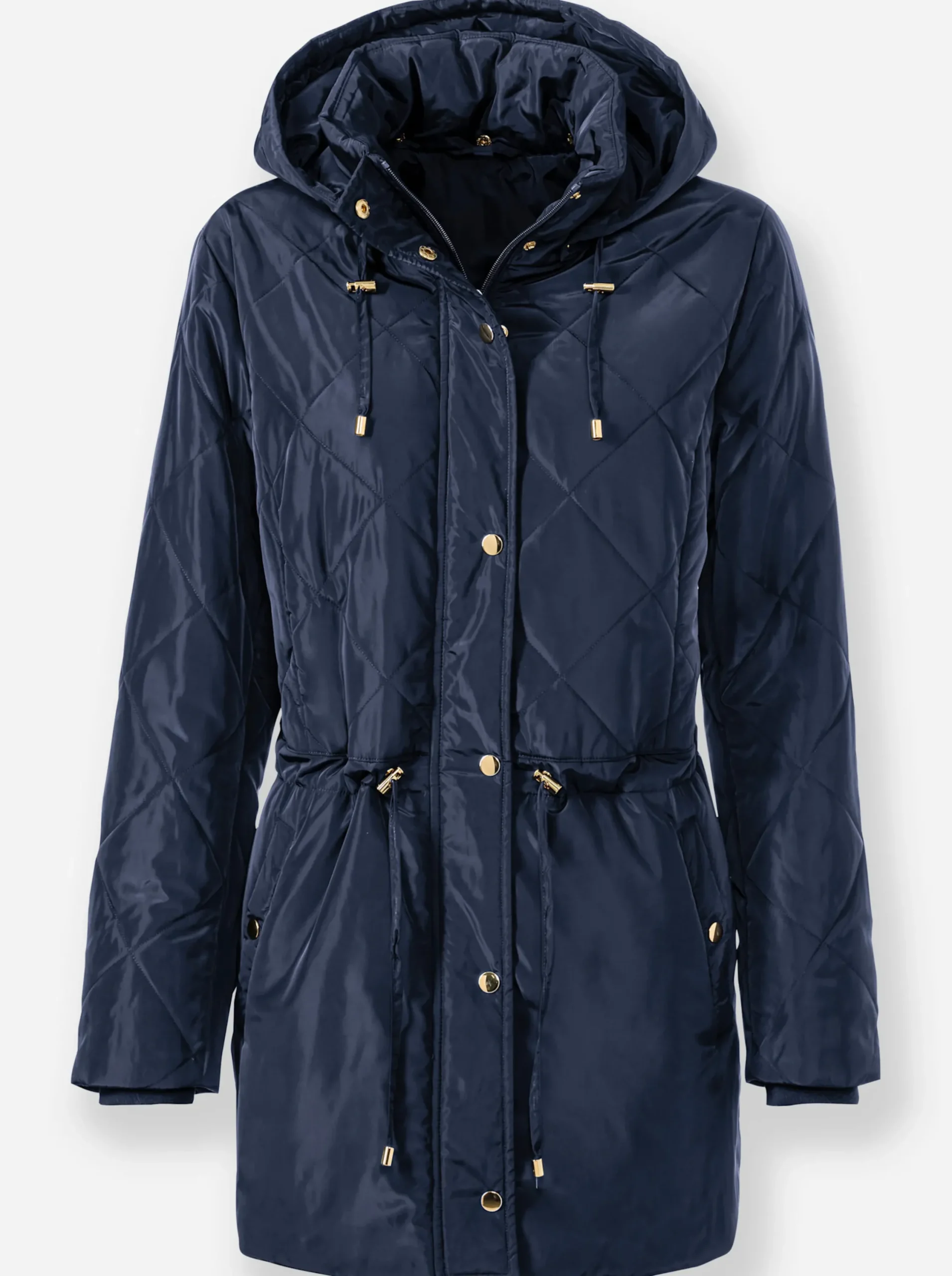 Jacken| Kapuzenjacke mit Steppmuster marine