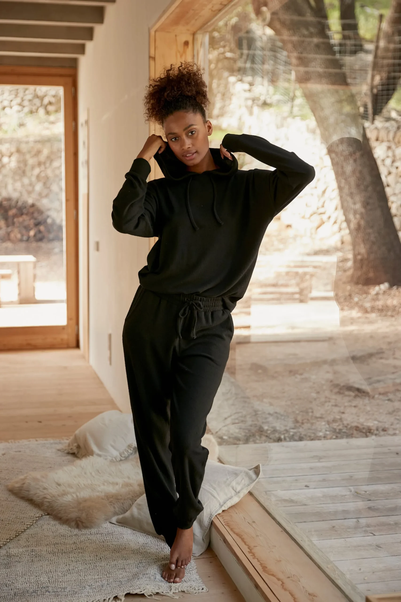 Pullover|LASCANA Kapuzenpullover schwarz