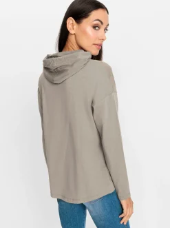 Shirts|heine Kapuzenshirt mit Glitzersteinen sesam