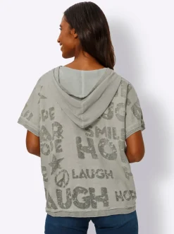 Shirts|heine Kapuzenshirt mit Oil-dyed-Waschung khaki