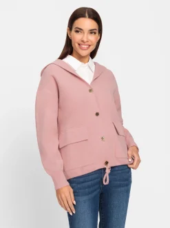 Strickjacken|heine Kapuzenstrickjacke mit Schmuckknöpfen rosenquarz