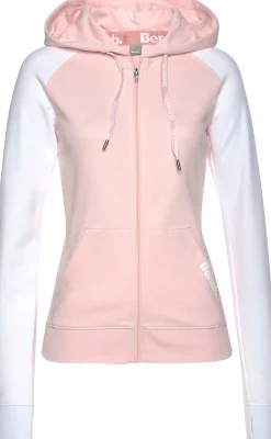 Homewear|Homewear| Kapuzensweatjacke rosa-weiß