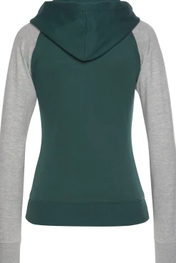 Jacken|Shirts| Kapuzensweatjacke dunkelgrün-hellgrau