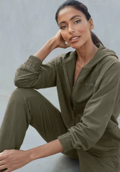 Jacken|Shirts| Kapuzensweatjacke dunkelgrün