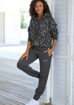 Strandmode|LASCANA Kapuzensweatshirt dunkelgrau-taupe