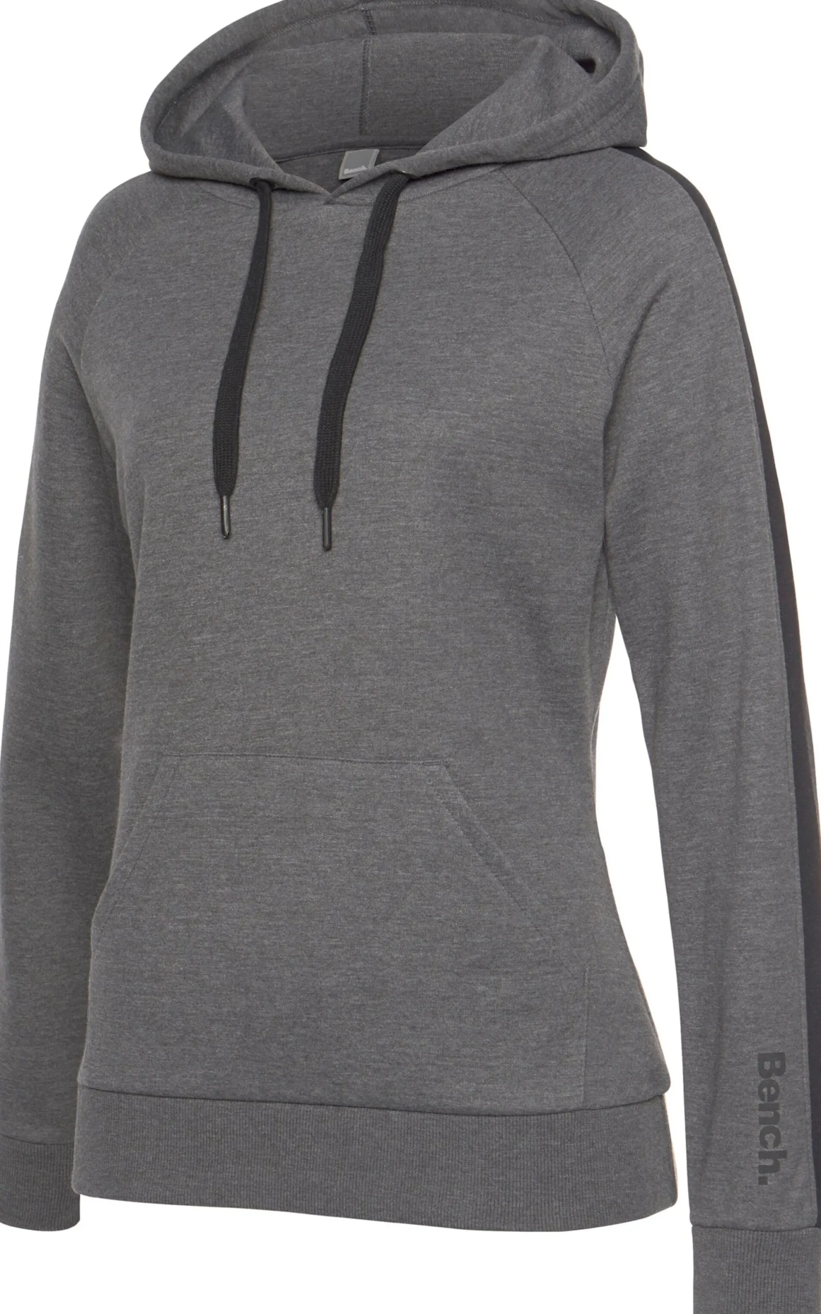 Pullover| Kapuzensweatshirt anthrazit-meliert-schwarz