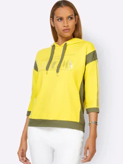 Shirts| Kapuzensweatshirt limone-goldfarben-bedruckt