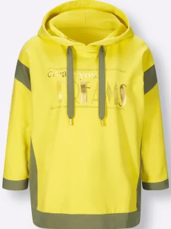 Shirts| Kapuzensweatshirt limone-goldfarben-bedruckt
