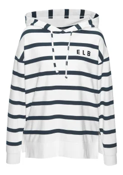 Strandmode|Pullover|Elbsand Kapuzensweatshirt weiß-marine
