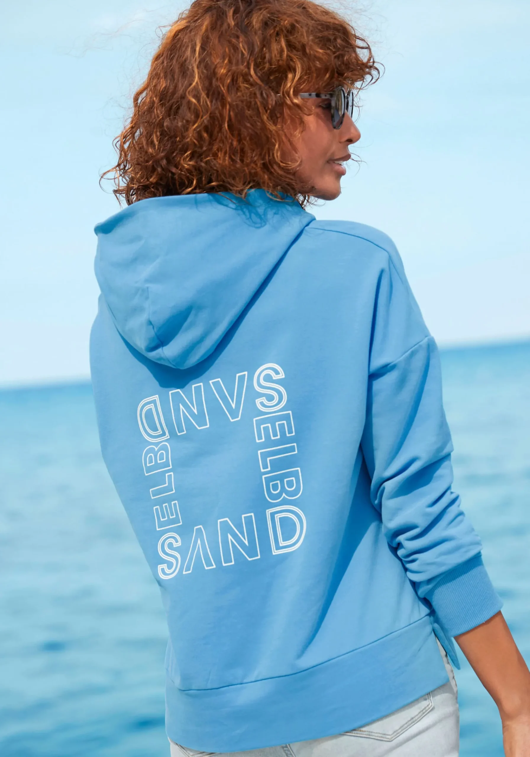 Strandmode|Pullover|Elbsand Kapuzensweatshirt azurblau