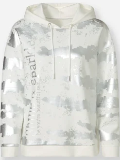 Pullover|Shirts|heine Kapuzensweatshirt mit Foliendruck ecru