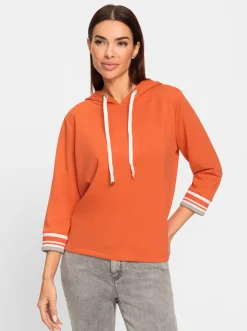 Shirts|heine Kapuzensweatshirt mit kontrastfarbenen Bündchen orange