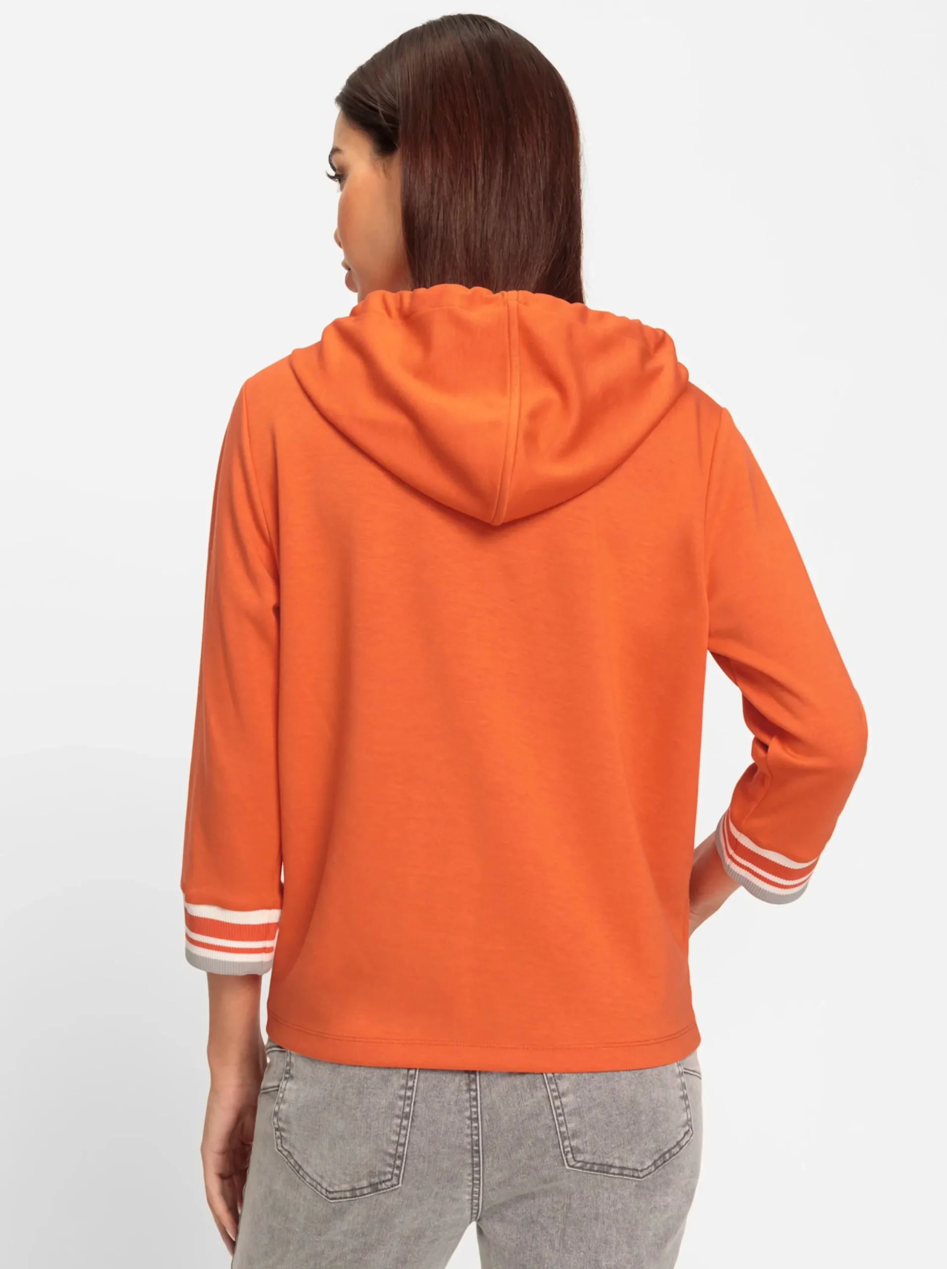 Shirts|heine Kapuzensweatshirt mit kontrastfarbenen Bündchen orange