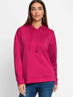 Shirts|heine Kapuzensweatshirt mit Schriftzug pink