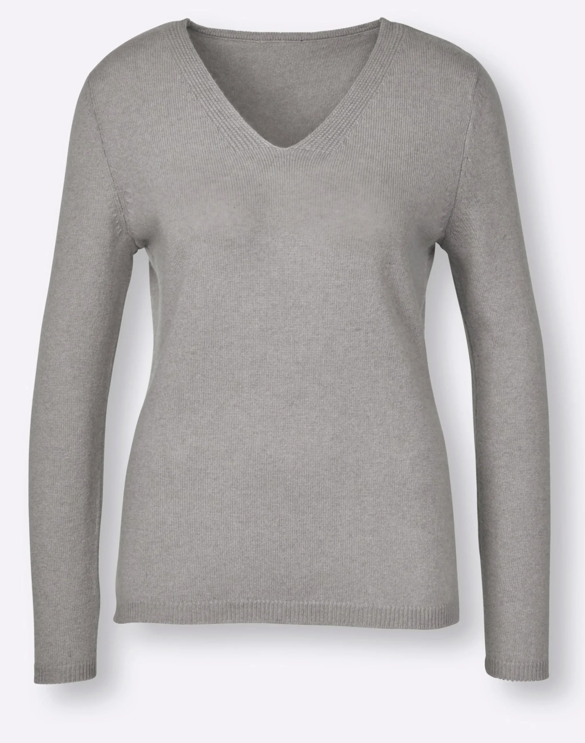 Basics|CREATION L PREMIUM Kaschmirpullover grau-meliert