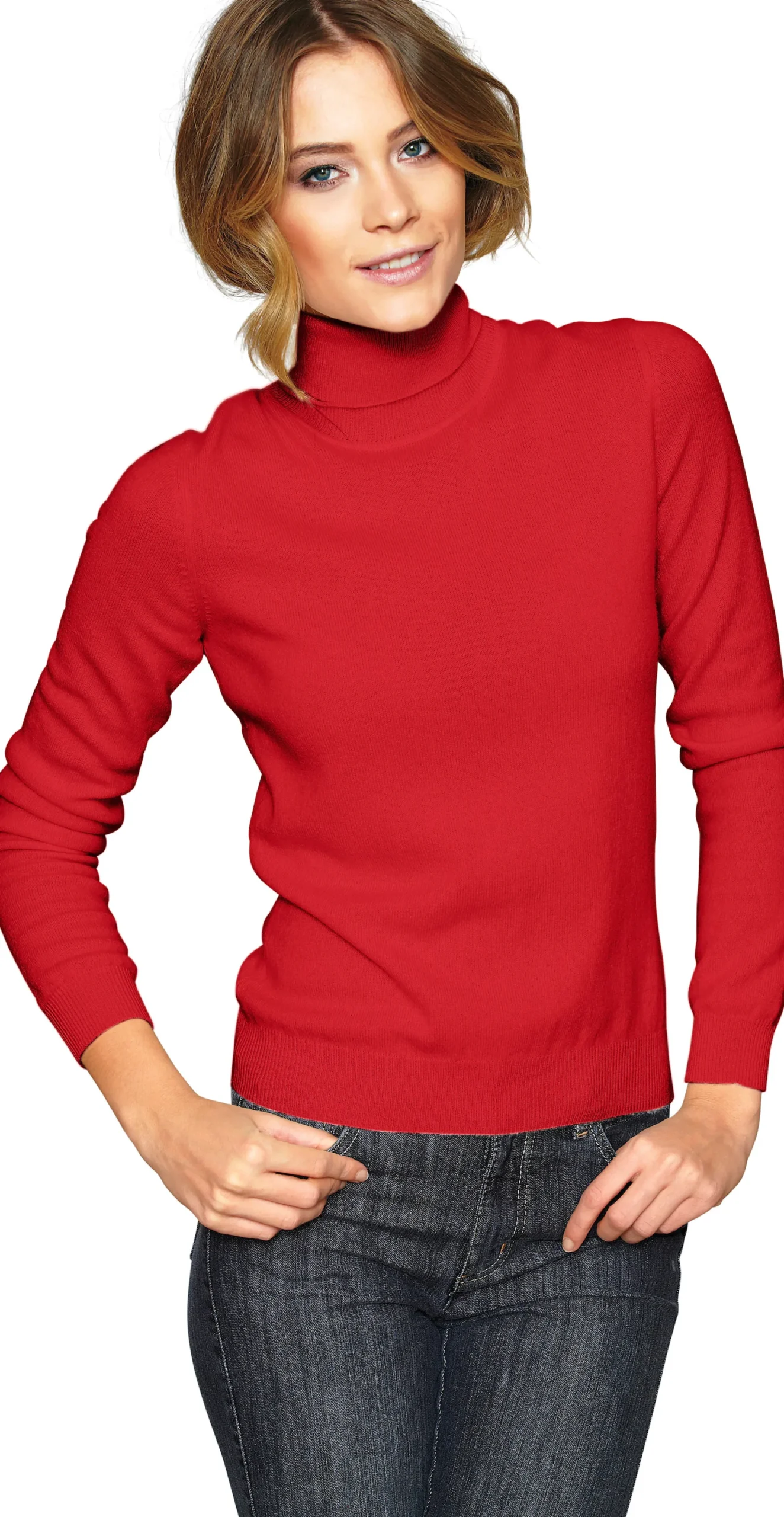 Pullover|heine Kaschmirpullover mit Rollkragen rot