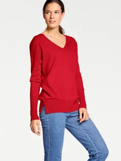Pullover|heine Kaschmirpullover mit V-Ausschnitt rot