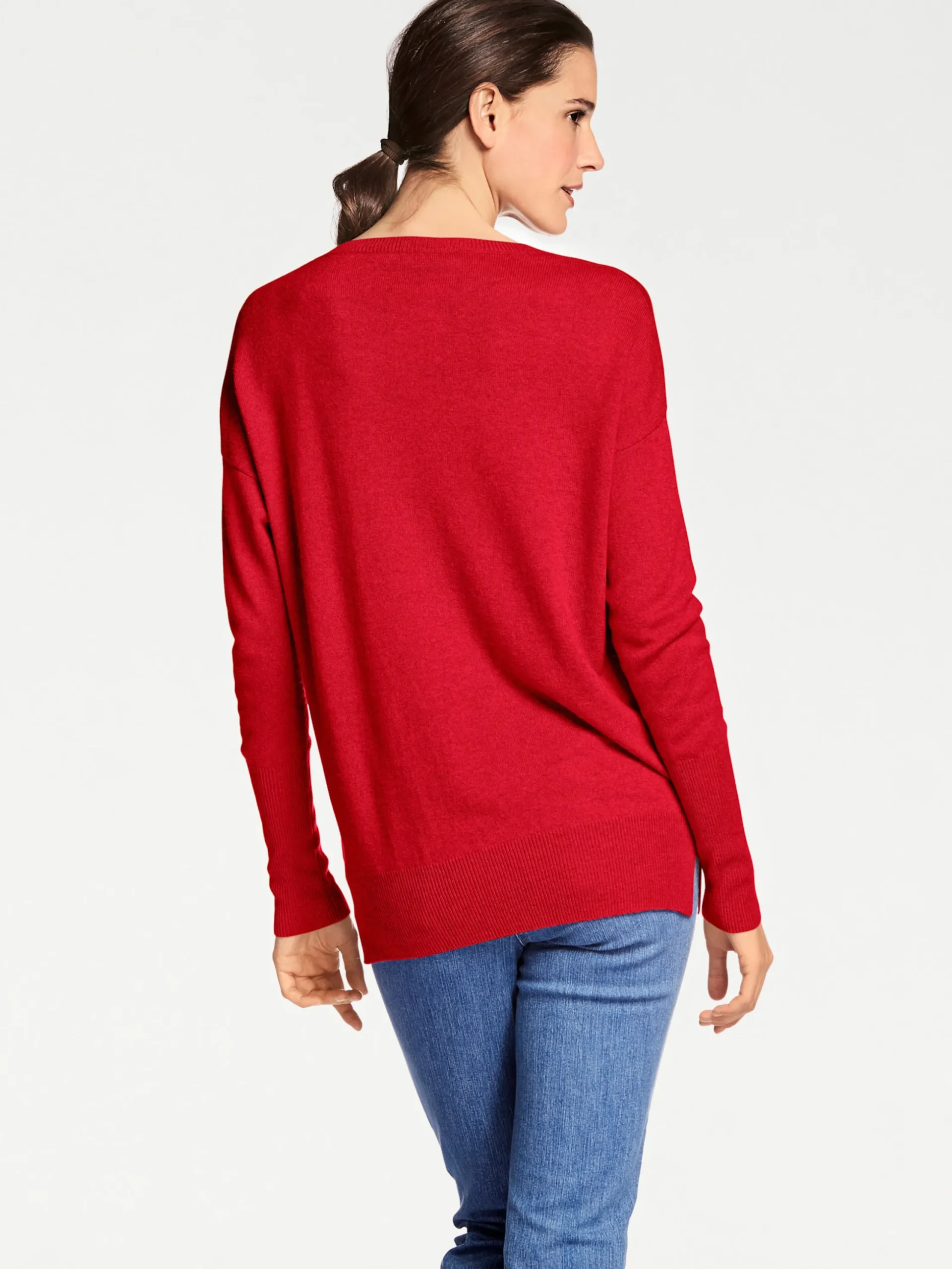 Pullover|heine Kaschmirpullover mit V-Ausschnitt rot