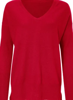 Pullover|heine Kaschmirpullover mit V-Ausschnitt rot