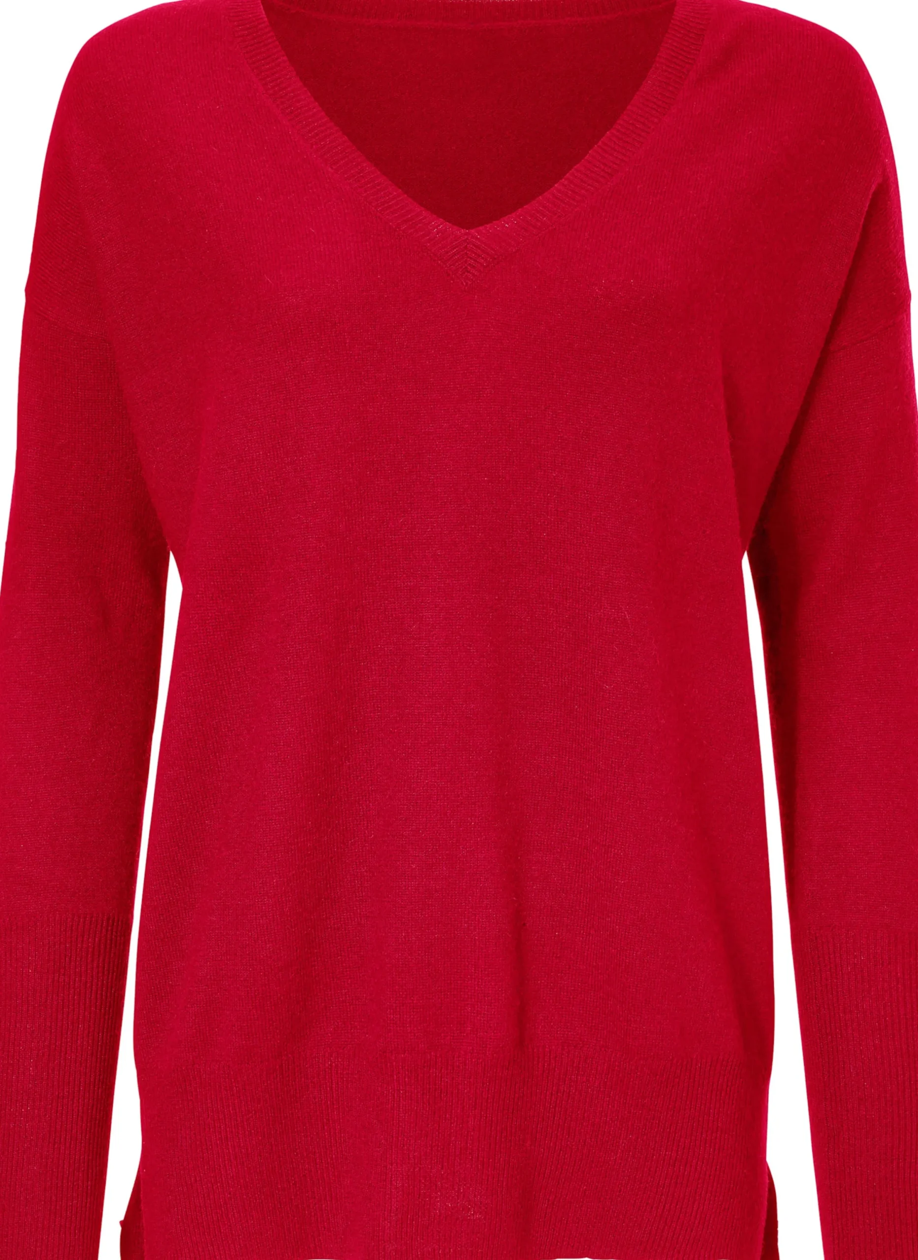 Pullover|heine Kaschmirpullover mit V-Ausschnitt rot