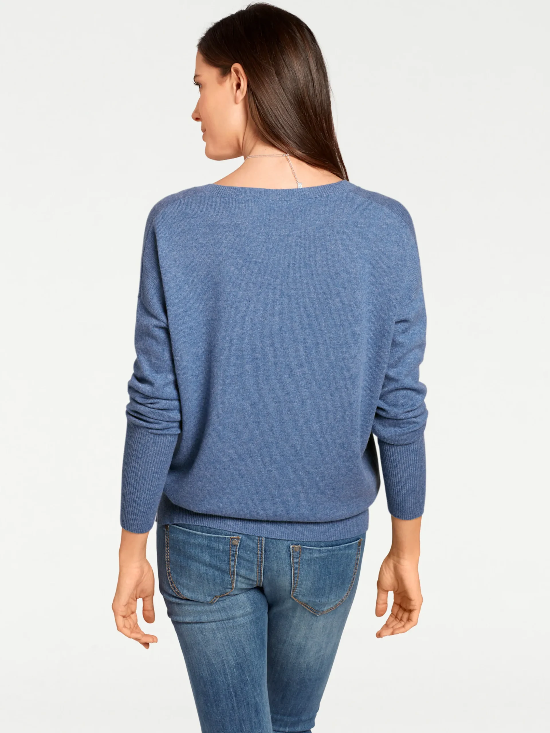 Pullover|heine Kaschmirpullover mit V-Ausschnitt blau