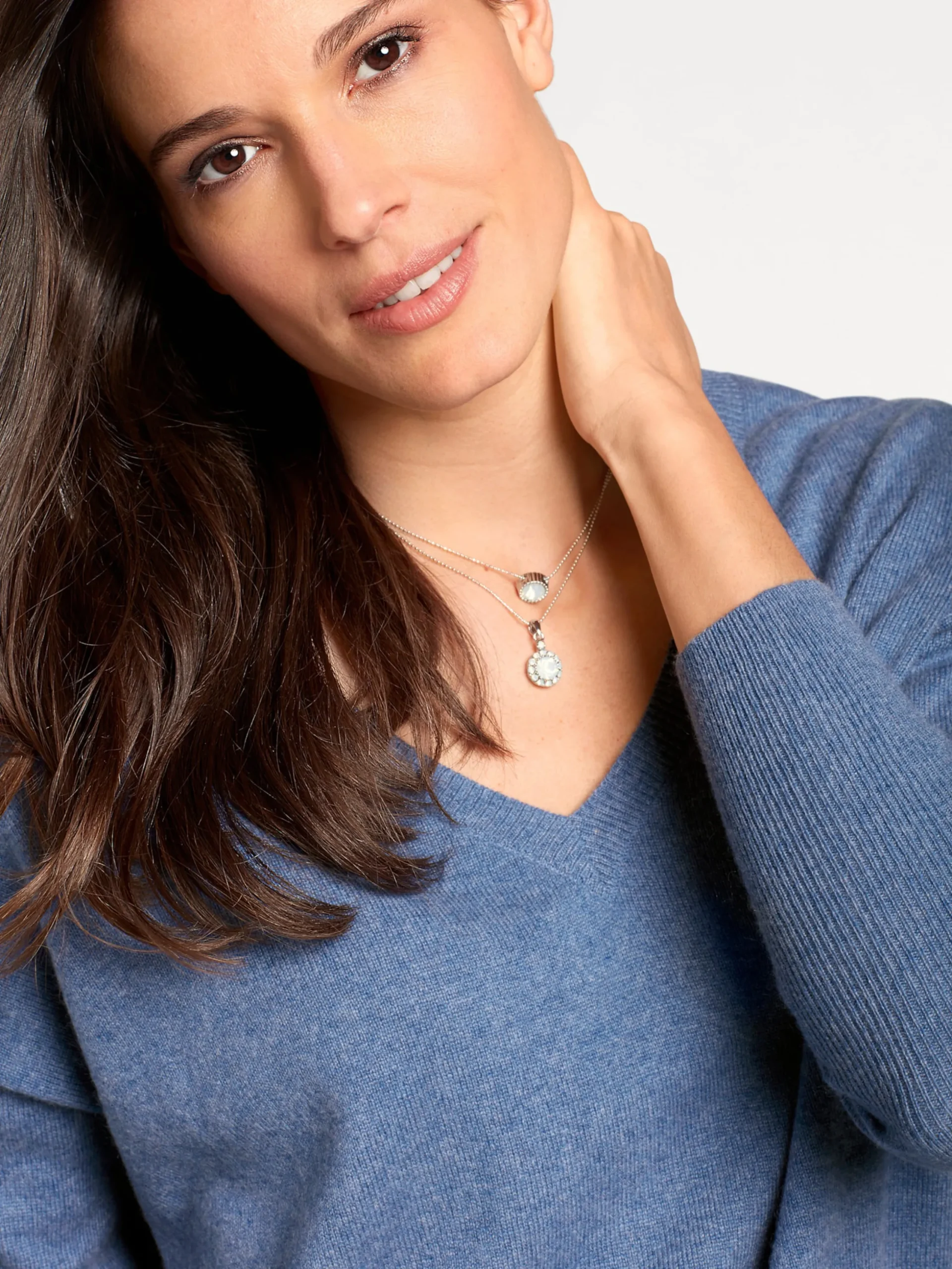 Pullover|heine Kaschmirpullover mit V-Ausschnitt blau