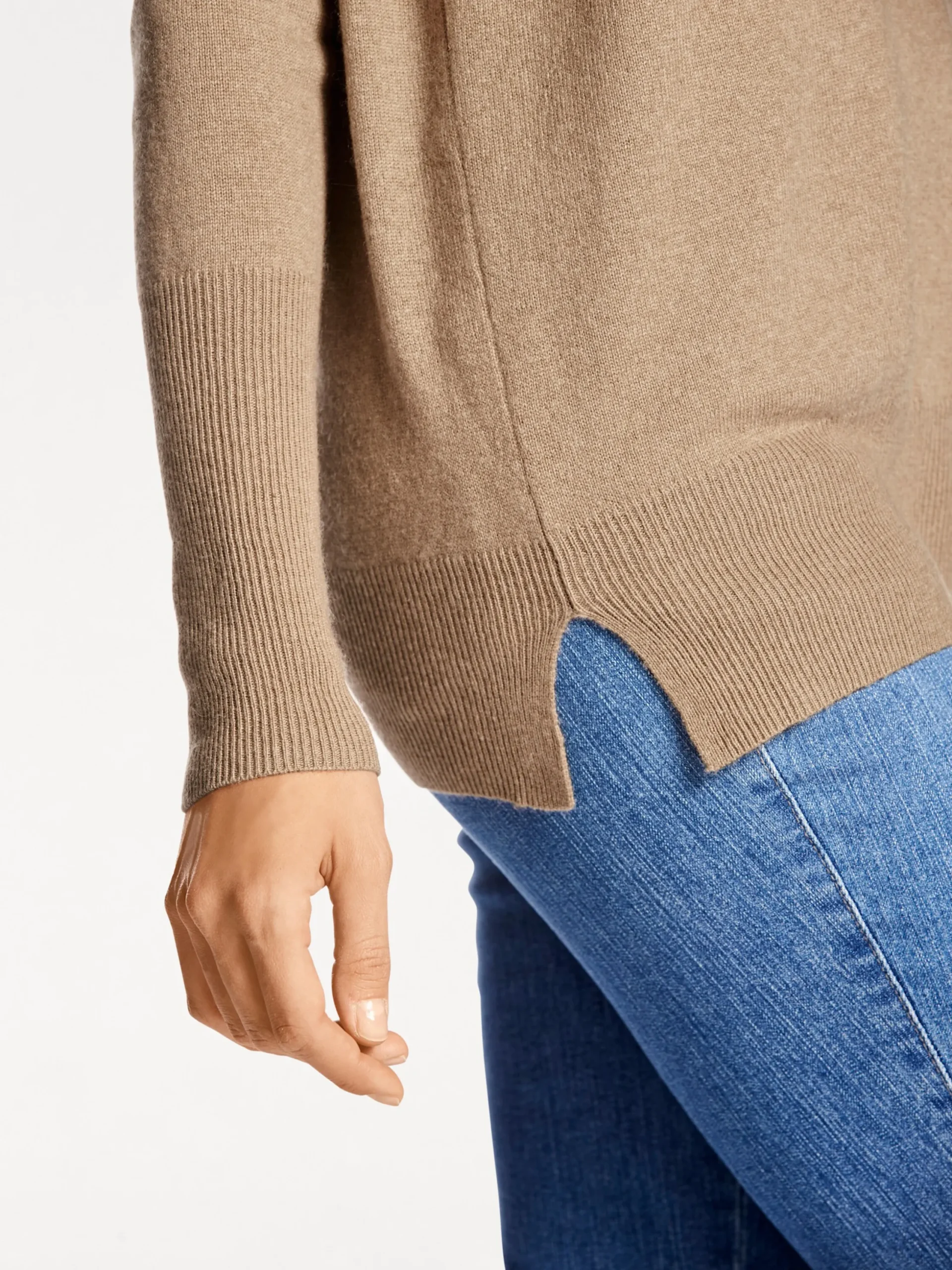 Pullover|heine Kaschmirpullover mit V-Ausschnitt camel