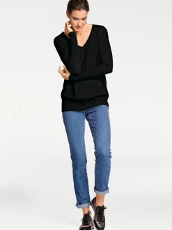 Pullover|heine Kaschmirpullover mit V-Ausschnitt schwarz
