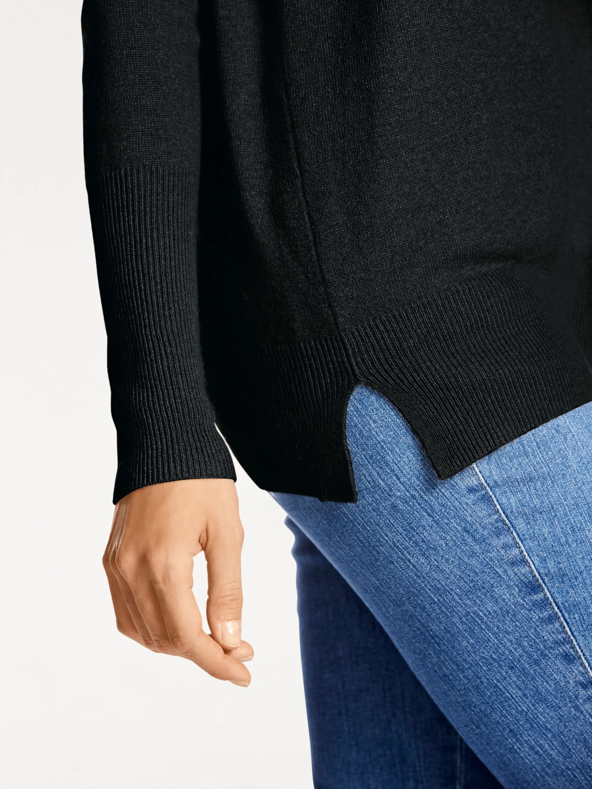 Pullover|heine Kaschmirpullover mit V-Ausschnitt schwarz