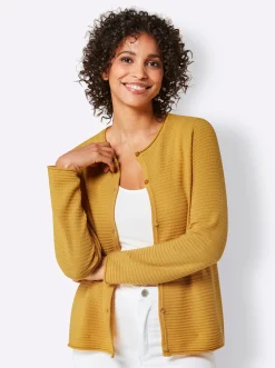 Strickjacken|CREATION L PREMIUM Kaschmir-Strickjacke ocker