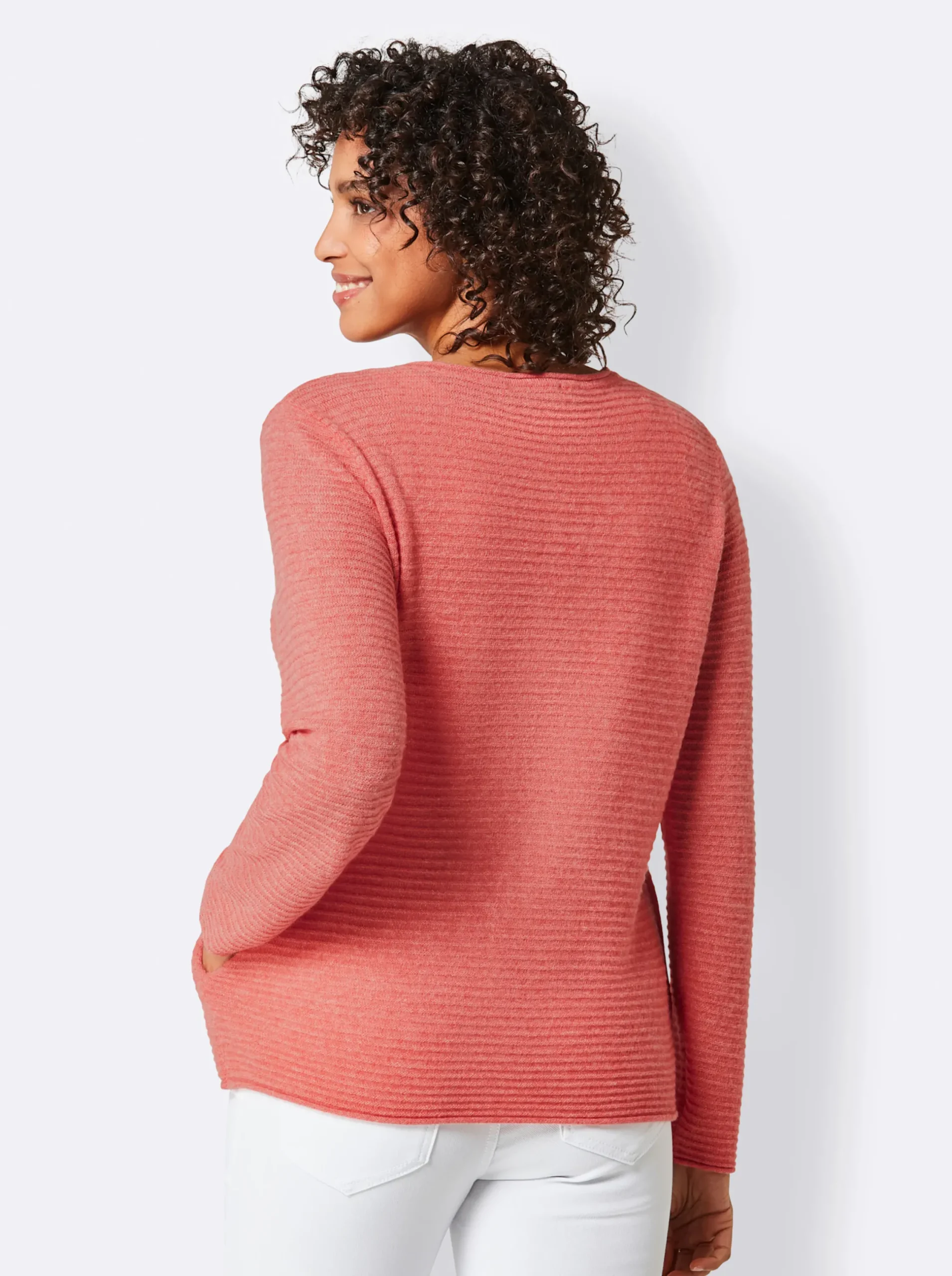Strickjacken|CREATION L PREMIUM Kaschmir-Strickjacke koralle