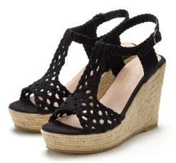 Sandalen & Sandaletten|LASCANA Keilsandalette schwarz