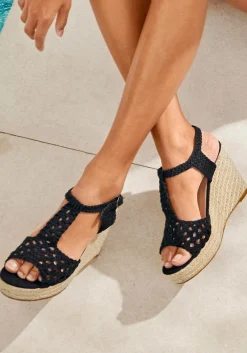 Sandalen & Sandaletten|LASCANA Keilsandalette schwarz