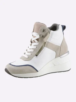 Stiefeletten|Stiefel|heine Keilstiefelette weiß-beige