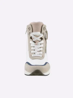 Stiefeletten|Stiefel|heine Keilstiefelette weiß-beige