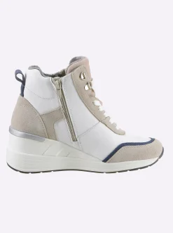 Stiefeletten|Stiefel|heine Keilstiefelette weiß-beige