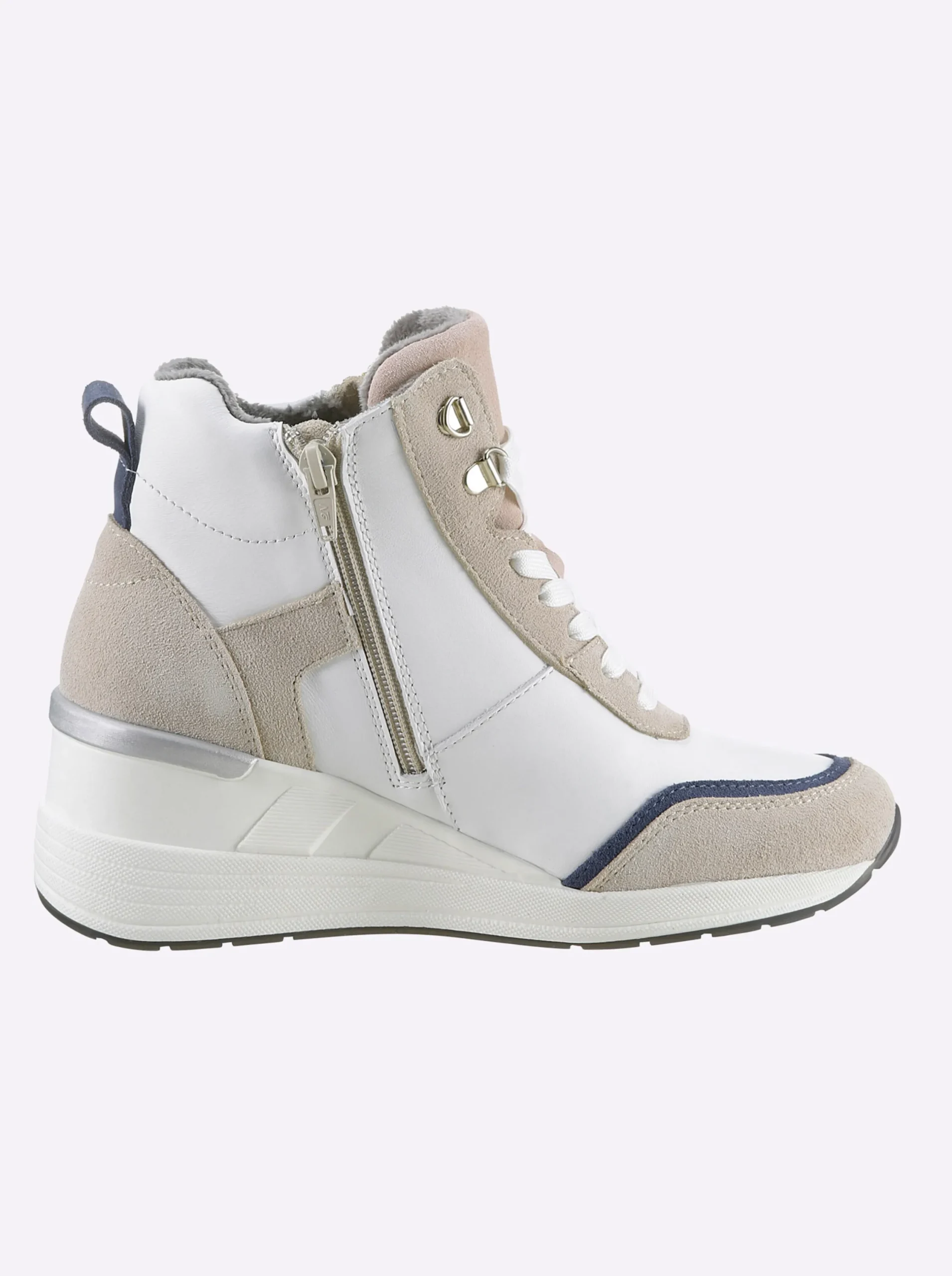 Stiefeletten|Stiefel|heine Keilstiefelette weiß-beige