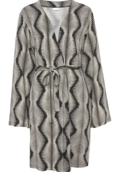 Nachtwäsche|LASCANA Kimono schwarz-weißbedruckt