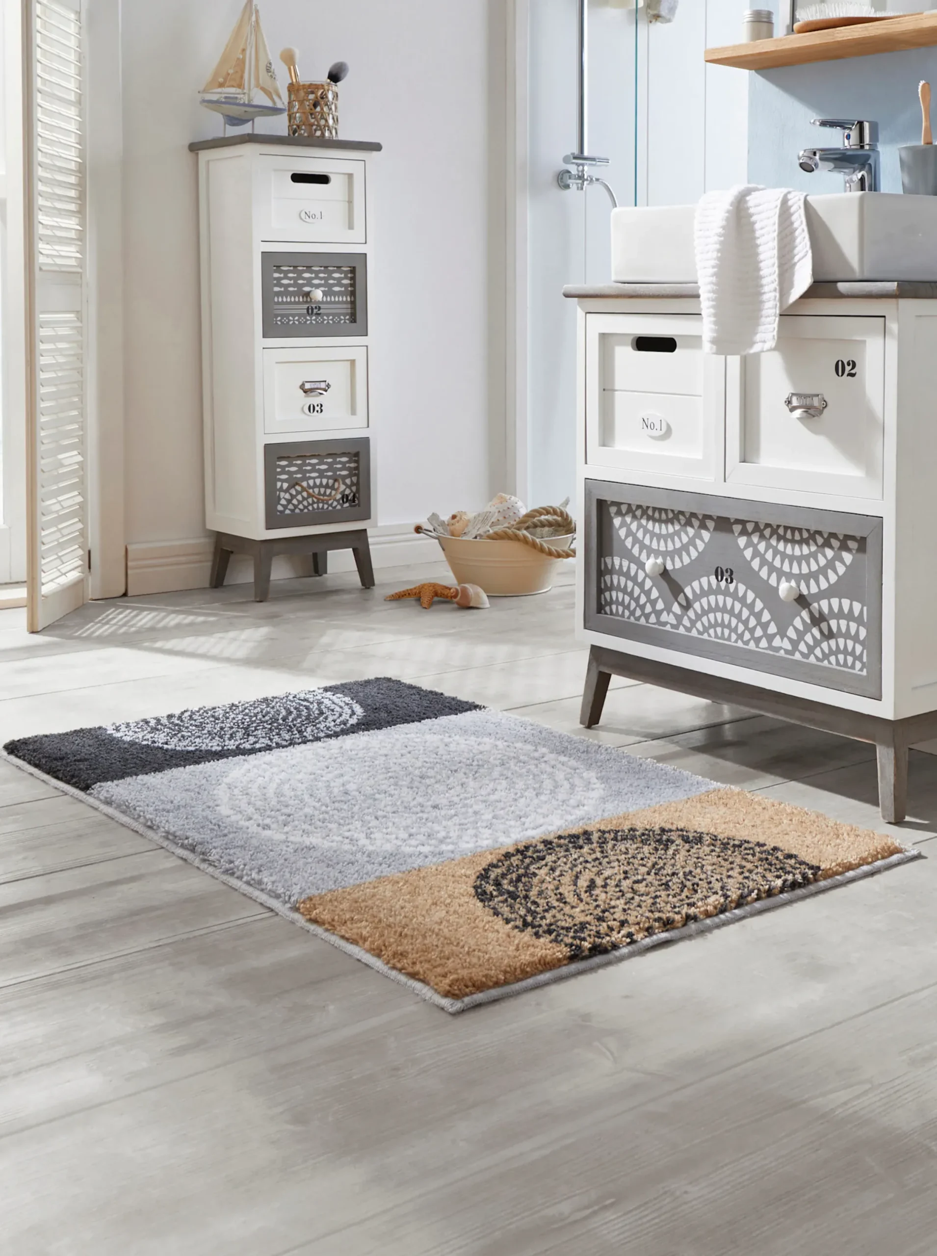 Badmöbel|heine home Kommode weiß-grau