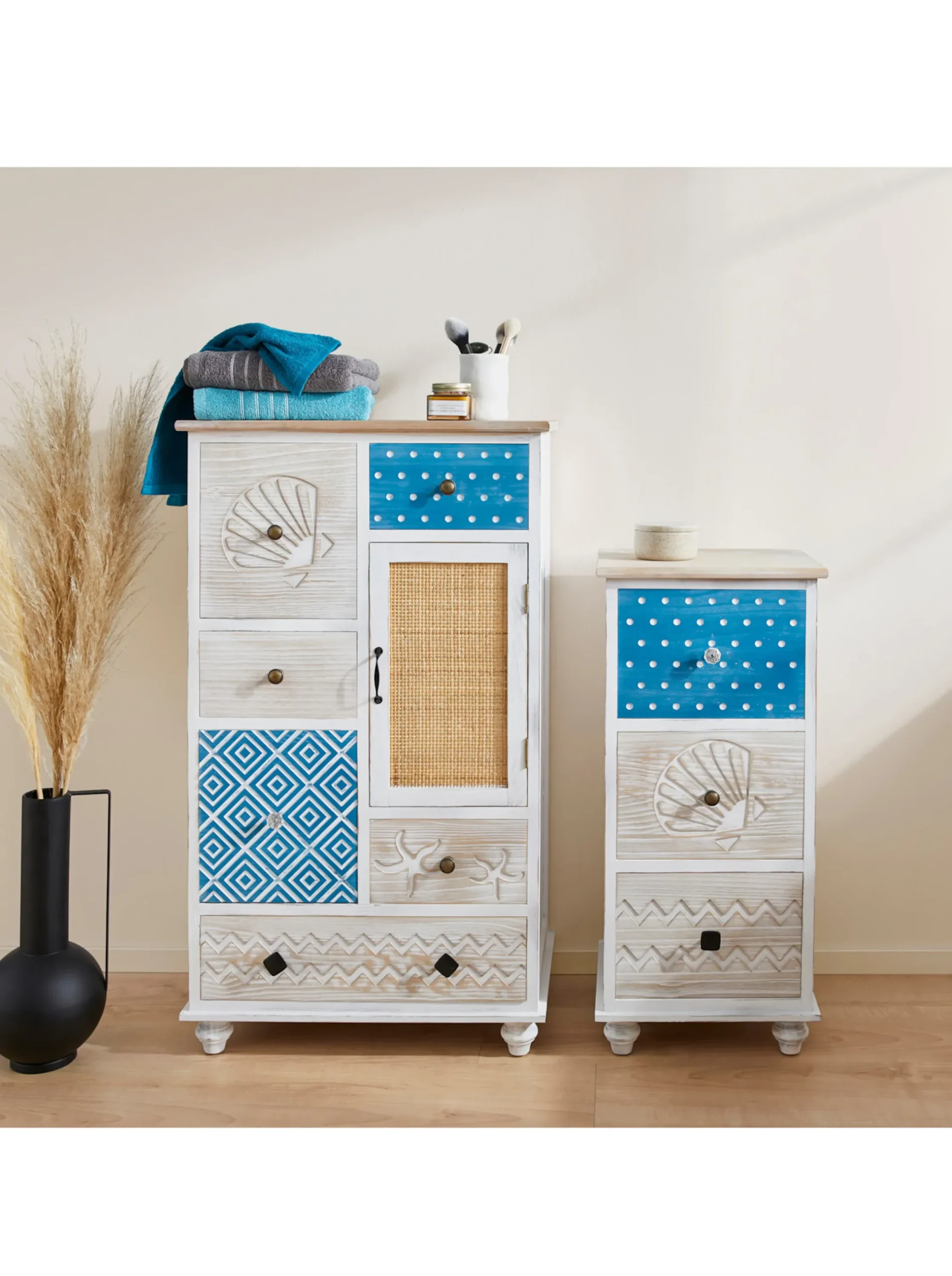 Badmöbel|heine home Kommode weiß-natur