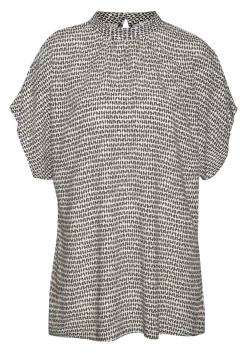 Blusen|LASCANA Kurzarmbluse creme-schwarzbedruckt