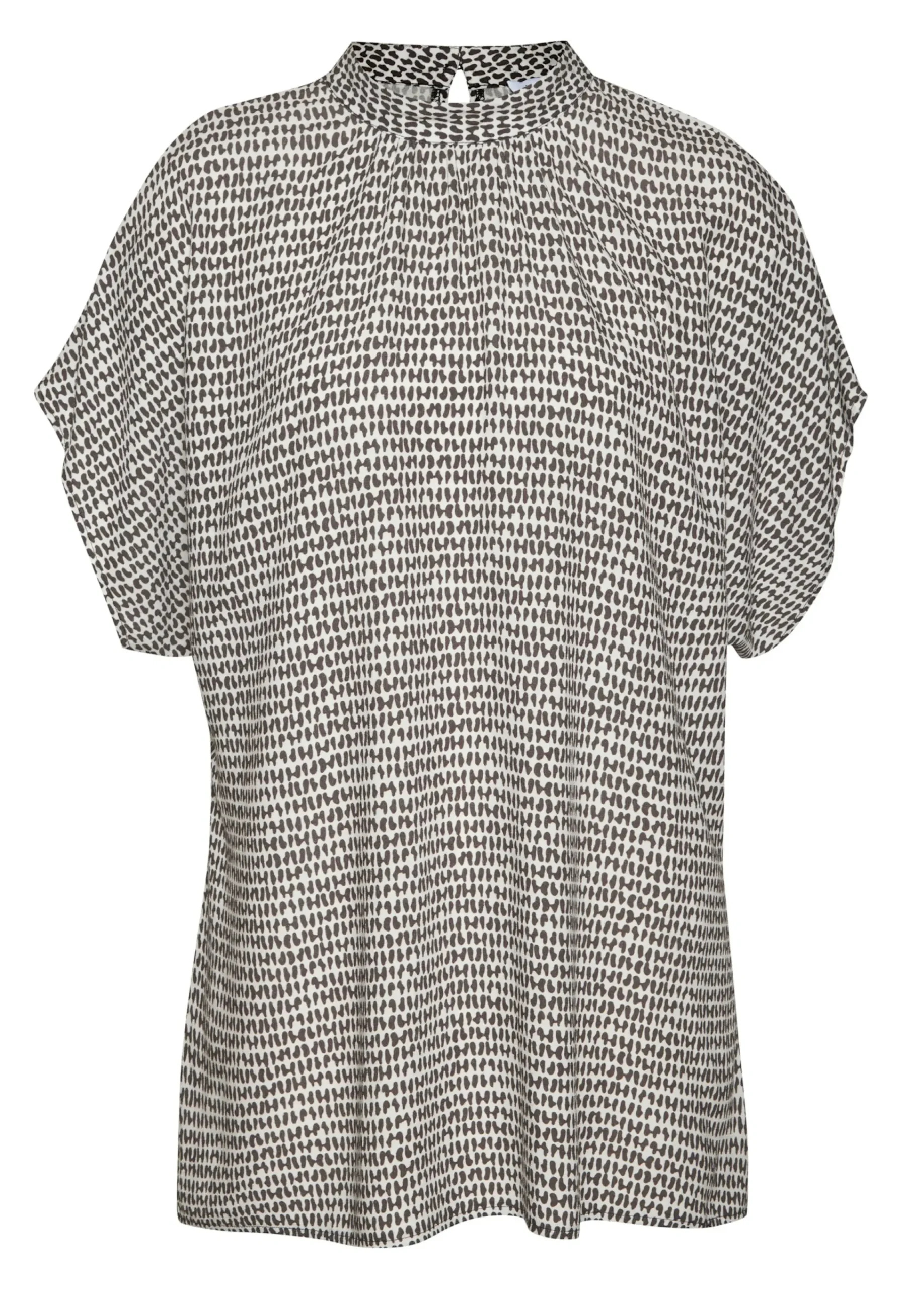 Blusen|LASCANA Kurzarmbluse creme-schwarzbedruckt