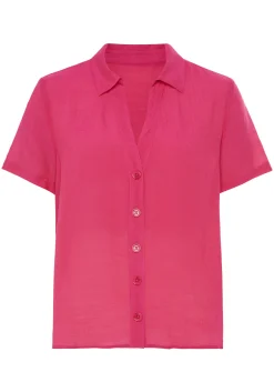 Strandmode|Blusen|Vivance Kurzarmbluse pink